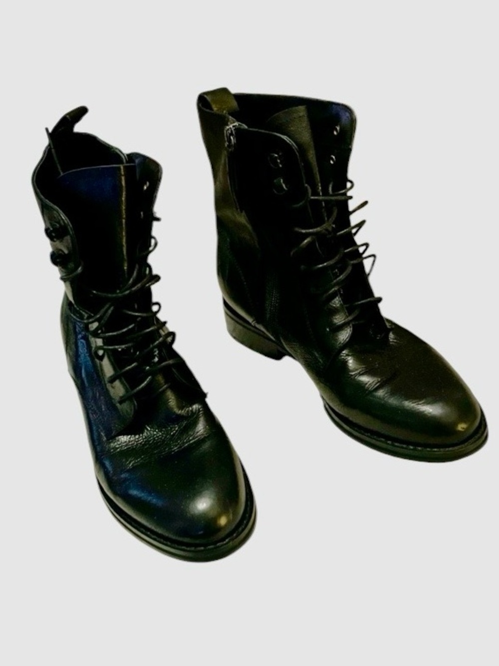 Coupe De Foundre Women’s Black Leather Lace-Up Moto Combat Biker Boots Sz 7 7.5